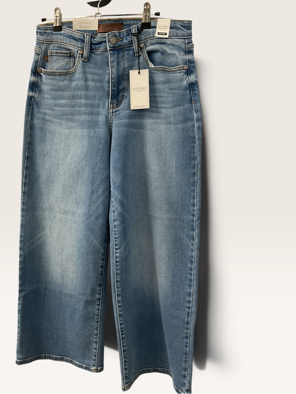 Judy Blue Claudia Ankle Mid Rise Crop Wide Leg Jeans